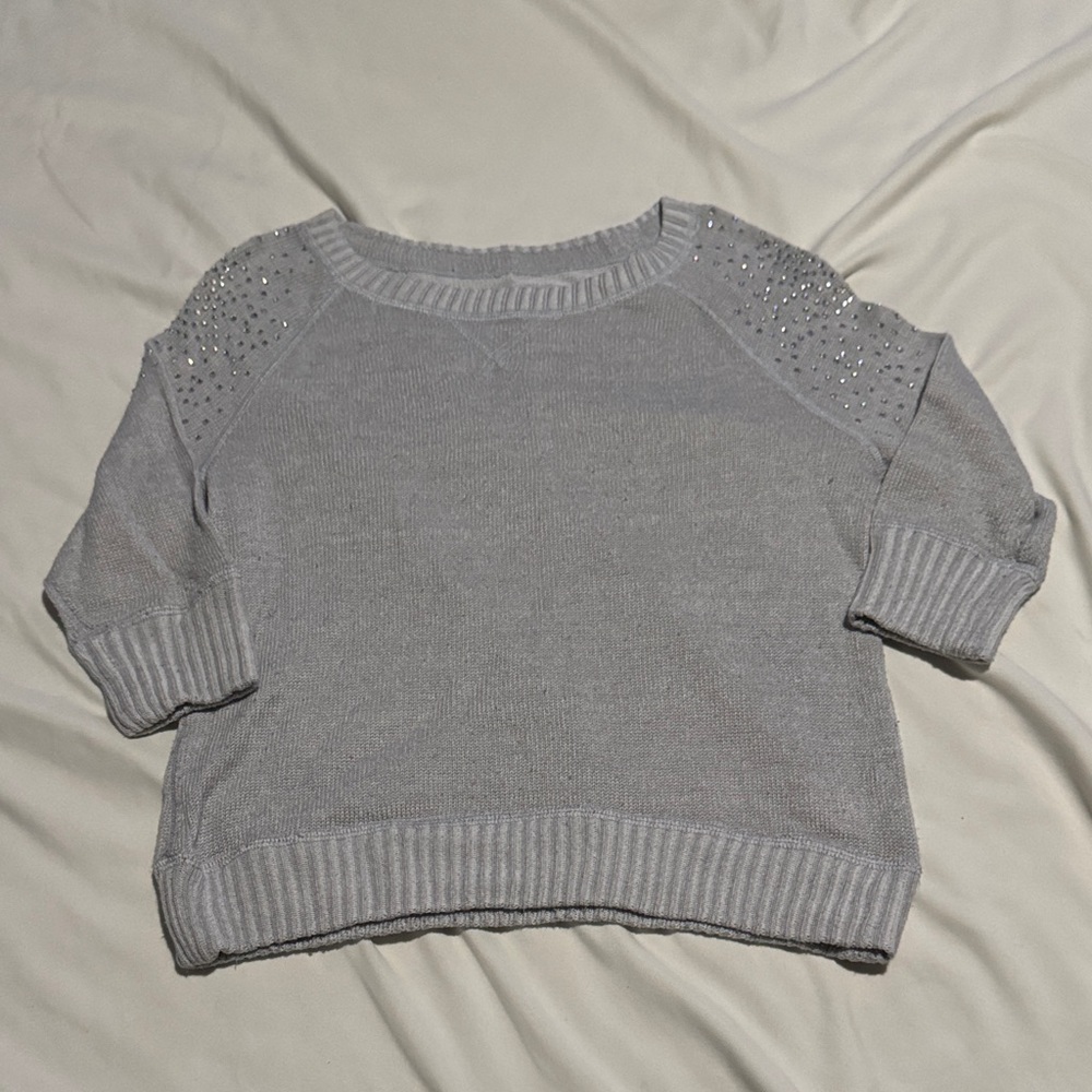 Justice Gray Sweater with Embellished Shoulders